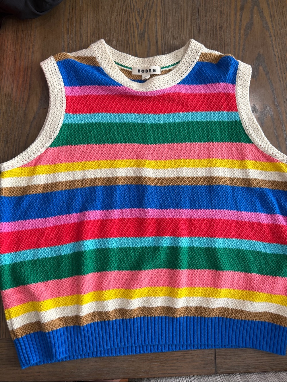 Boden Pointelle Knitted Vest - multicolor rainbow Stripe